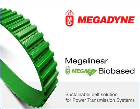 Megadyne Megalinear Biobased Timing Belts | Sustainable belt solution for Power Transmission Systems.